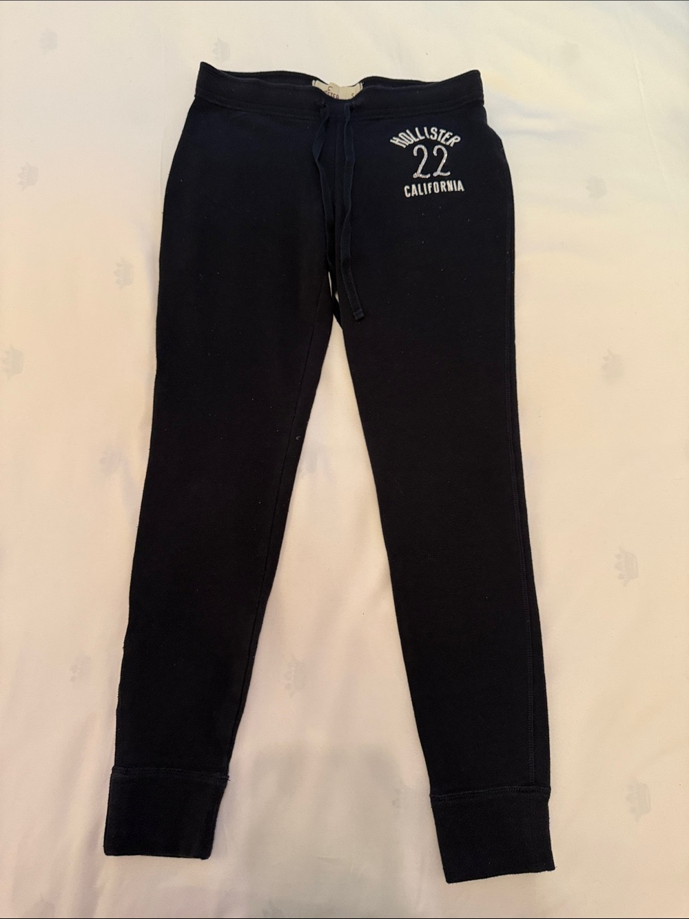 Hollister Black Slim Jogger Sweatpants with White '22' Logo